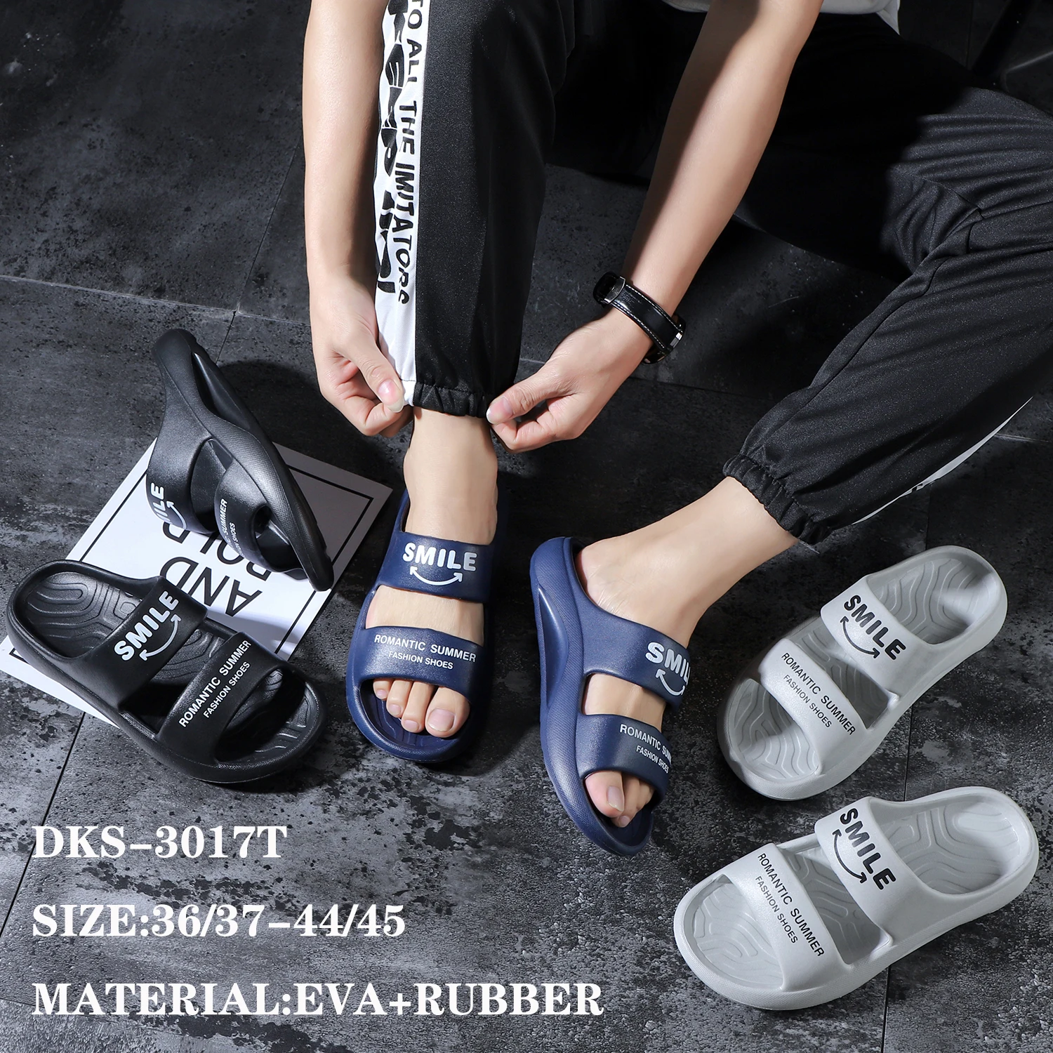 

Wholesale EVA flip-flops rubber plastic high elastic outdoor men's slippers beach fashion lady's shoes