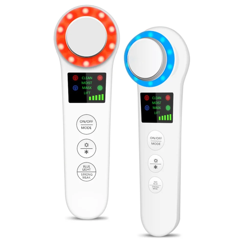 

2021 Multifunctional LED Light Facial Beauty Care Face Massage Hot And Cool Face Lifting Wrinkle Removal Skin Massage Machine, White