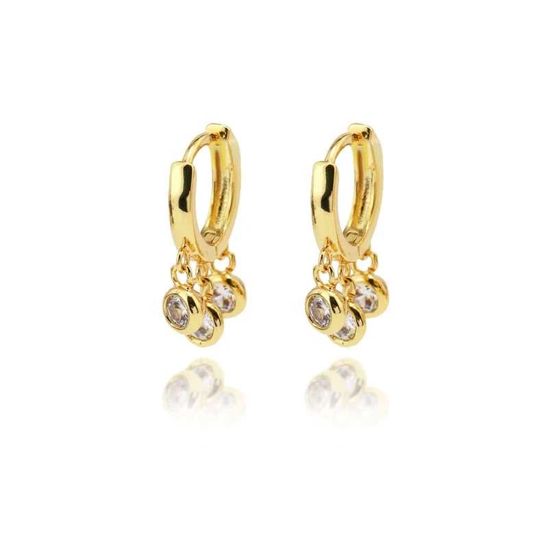 hot sale white diamond jewelry gold plated hoop earrings for girl