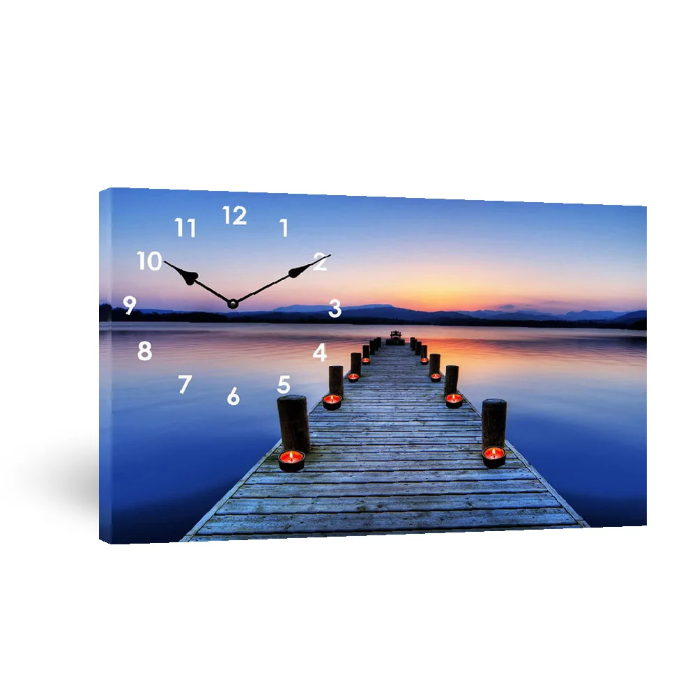 

On LED Canvas Wall Clock Digital for Home Decor Print Wall CLOCKS Quartz Living Room Antique Style Single Face CLASSIC Square