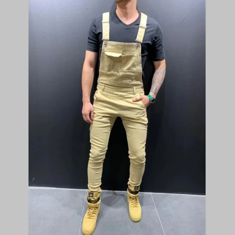 

Men's Ripped Mens Jeans Jumpsuits Street Denim Bib Overalls For Man Suspender Pants Y12571