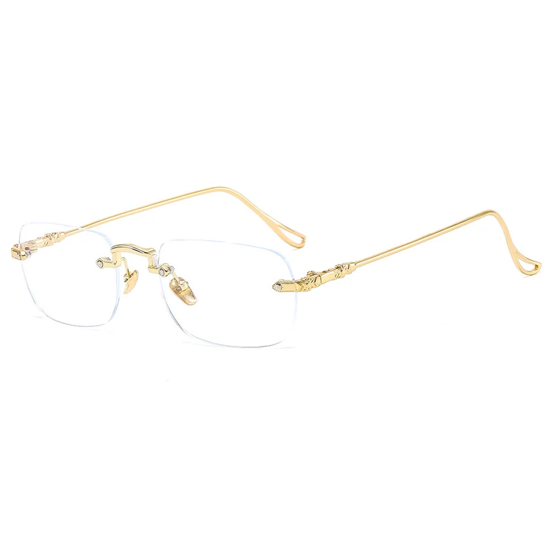 

Square Rimless Photochromic Sunglasses Metal Anti Blue Light Rimless Glasses for Women and Men UV Protection Sunglasses