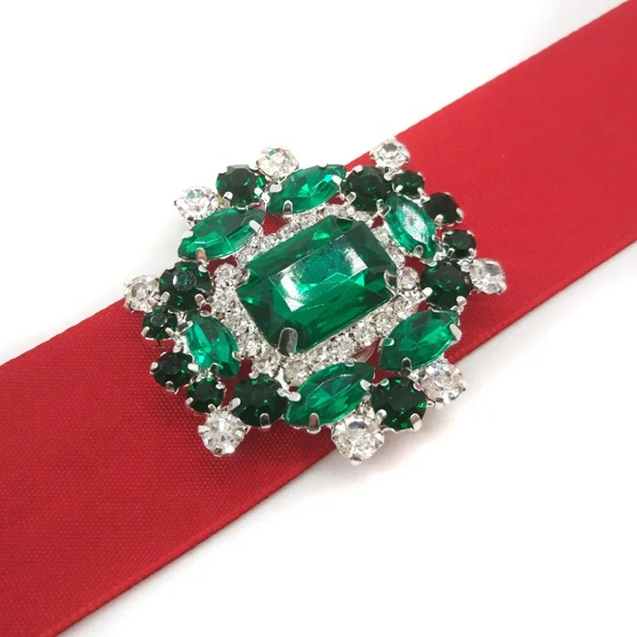 GREEN rhinestone shoe clip silver.jpg