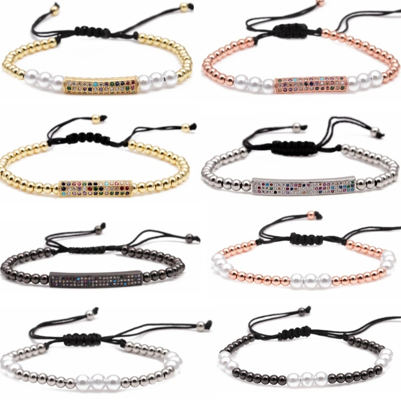 Fashion Gold Bracelet Women Designer Jewelry New Peal Brass Beads Bling Adjustable Charms for Diy Bracelets