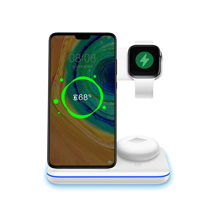 

Fast Wireless Phone Chargers 3 in 1 Qi Wireless Charger Stand for iphone Samsung Huawei