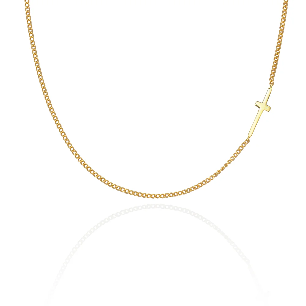 

Chris April in stock 925 Sterling silver 18k gold plated christian cross Charm Necklaces for women, Yellow gold