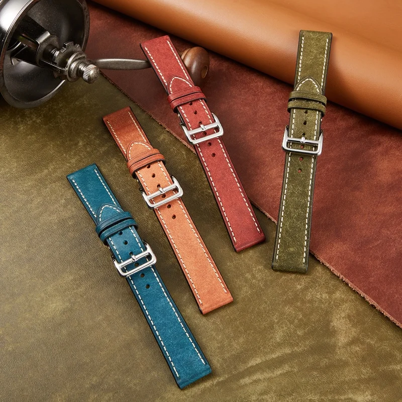 

Italian polo fashion leather watch strap suitable for DW Samsung Huawei and other watches quick release leather strap, Blue,red brown,yellow brown,olive green