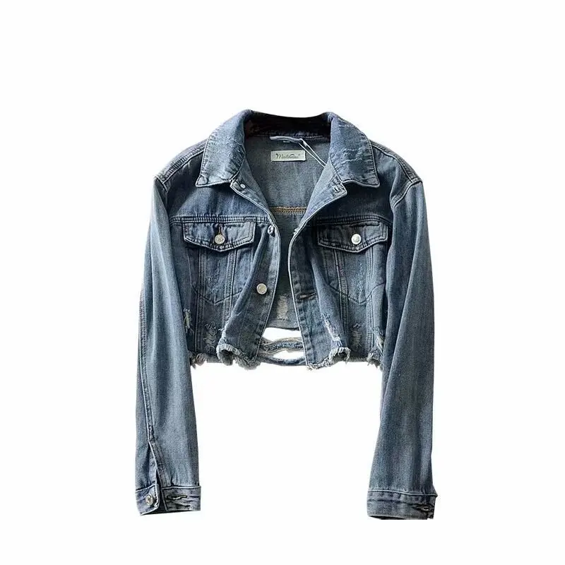 

2020 New Arrival Hot Girl Ripped Jeans Jacket Short Denim Jacket For Women