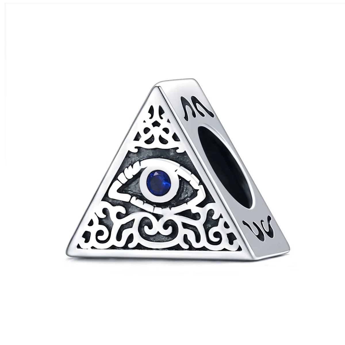 

mysterious blue eye triangle silver charm fit bracelet jewelry