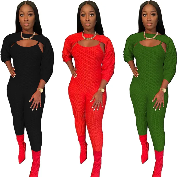 

MD-2021011928 Sexy Ladies Night Club 2 Piece Set Long Sleeve Shawl And Suspender Jumpsuits Plus size Women Outfits