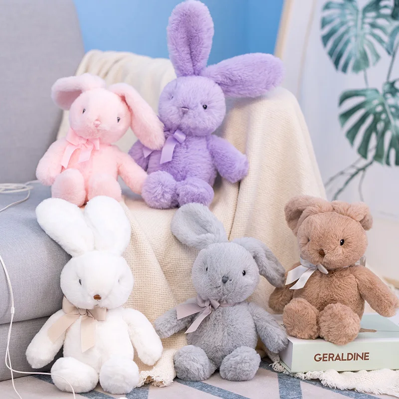 

2022 INS Beejay custom bow tie soft plush toys toddler easter decoration rabbit doll cute wholesale easter bunny plush