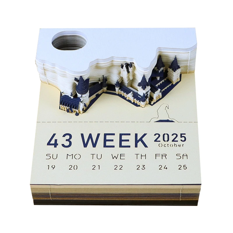 3D Memo Pad Custom Magic Calendar 2025 Hary Potter Castle Cake Panda Flamingo Santorini Sticky Note Paper Notepad Gift Items