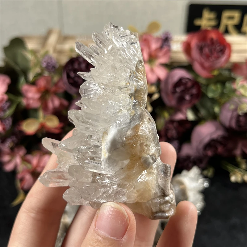 Clear Quartz Cluster Skulls Hand Carved Crysta Cluster Skulls   for Healing