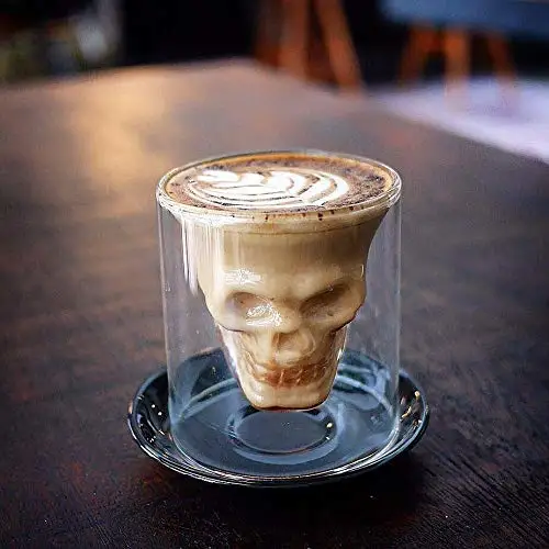 

Double Wall Cool Crystal Skull Shot Glass Drink Wine Cup for A Whiskey Halloween Mug