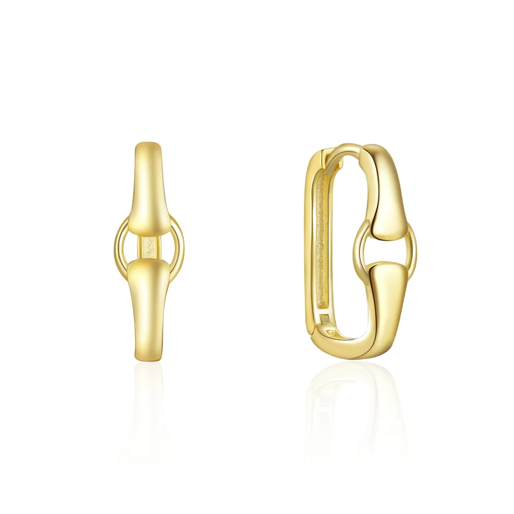 Fashion Jewelry 925 Sterling Silver Earrings Geometric Rectangle square Round Gold Plated Hook Hoop Earrings Women Luxury