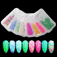 

1 Pack Flatback Luminous Nail Rhinestones Mixed Sizes Crystal Shiny Nail Flat Drill Flash Glass Nail Art Decorations Tools