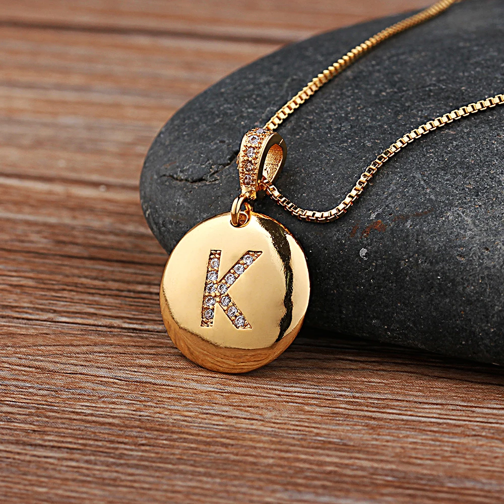 

Top Quality Women Girls Initial Letter Gold 26 Letters Charm Necklaces Pendants Copper CZ Jewelry Personalized Necklace