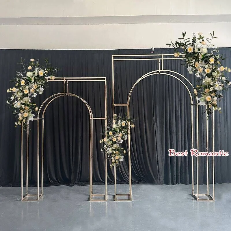Golden Metal Wedding Arch Backdrop Stand Wedding Props Events Decoration  Flower Background for Wedding & Event Decorations