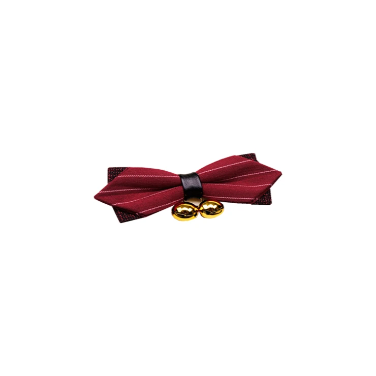 

New 100% Cotton detachable Double Bell Bow Ties Adjustable Pet Clothes Accessories PU Pet Cat Dog Bow Ties