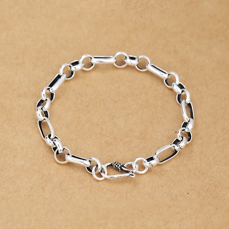 

National S925 sterling silver chain simple bracelets for men and women