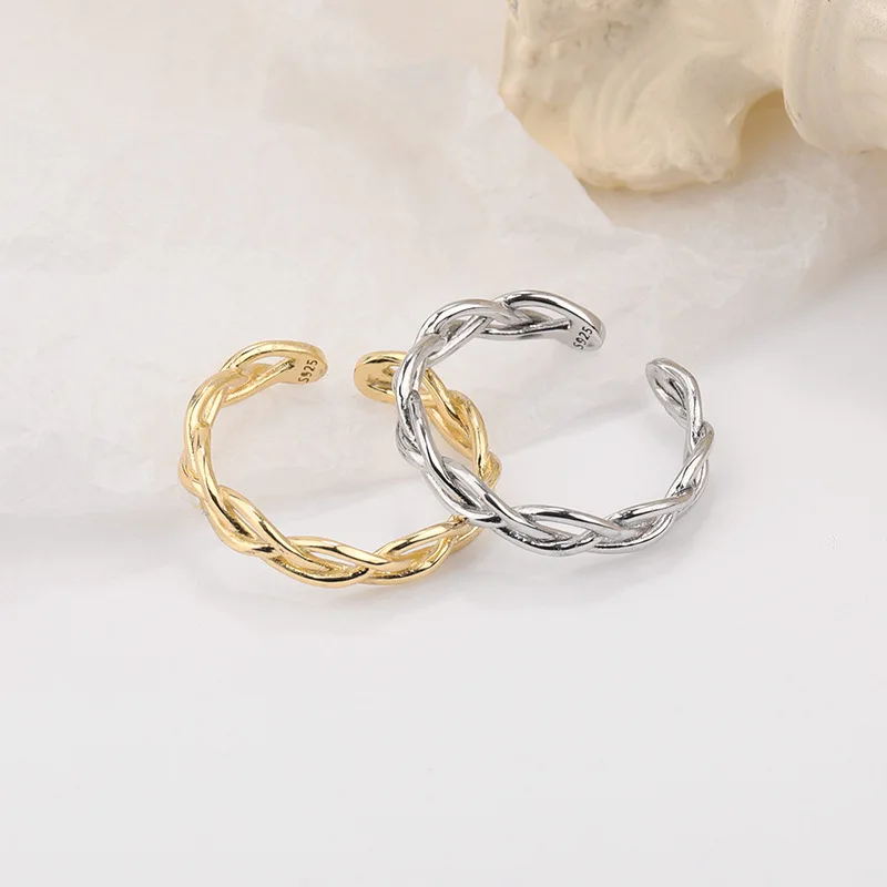 

VIANRLA Twist Gold Jewelry 18k Women Finger Rings 925 Sterling Silver 100% Handmade Jewelry Silver Earrings Cluster Rings CN;GUA