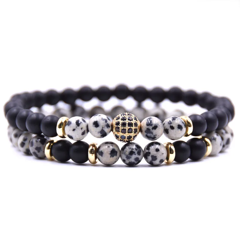 

WIIPU Natural stone bracelet men 6mm 8mm natural stone bracelet set bracelet women's men's jewelry