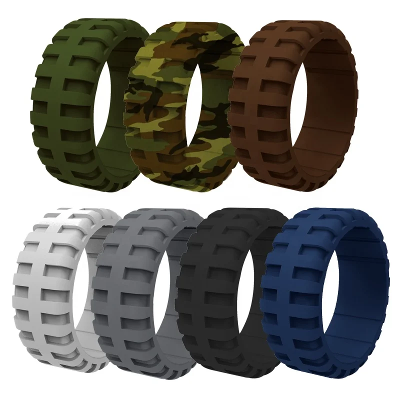 

New Breathable Silicone Rubber Ring Silicone Mens Wedding Rings Camo Silicone Rings Men, Customized color