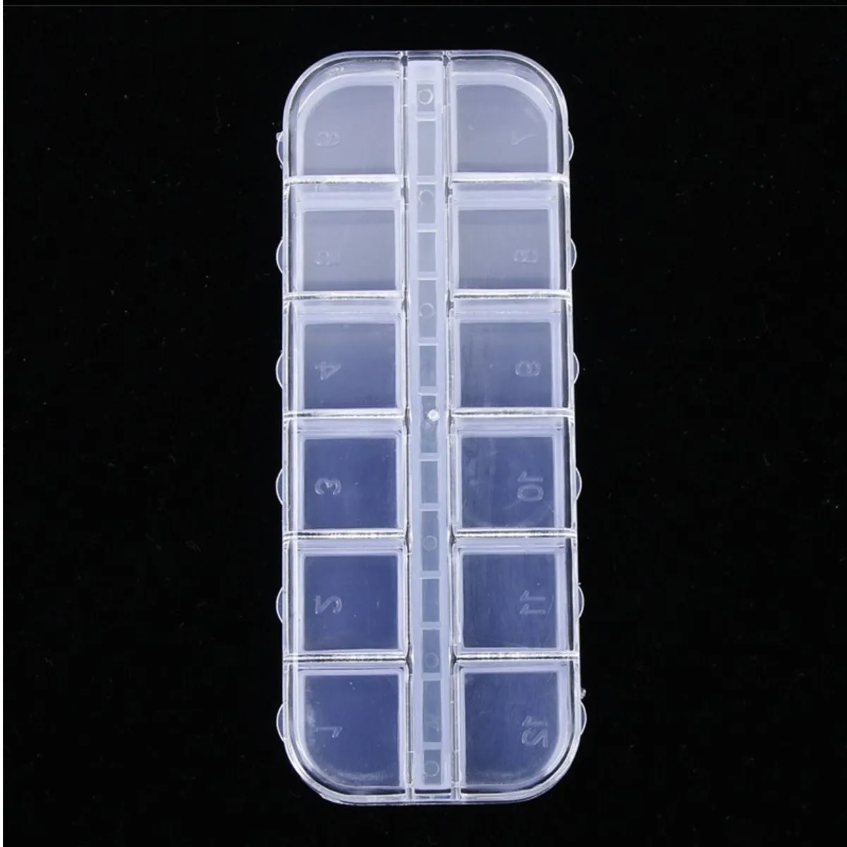 

Transparent 12 Grid With Digital Storage Box Manicure Plastic Nail Transparent Box Digital Box, Shown