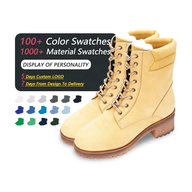 

New custom ladies genuine leather heels ankle boots 2021 girls fur leather work combat womens winter boots woman shoes for women