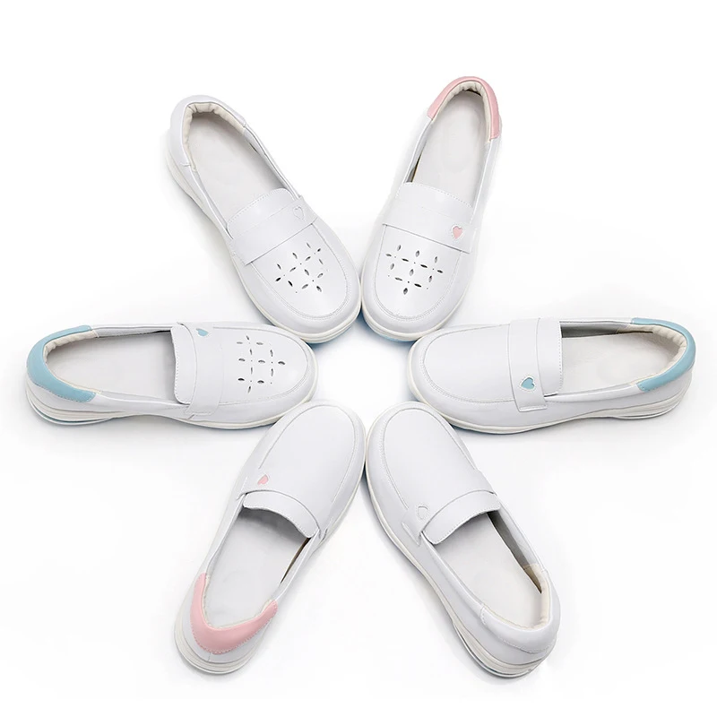 

Comfortable Double Air Cushion Nurses Leather Shoes Anti-odor Women's Medical White Shoes for Nurse and Doctor