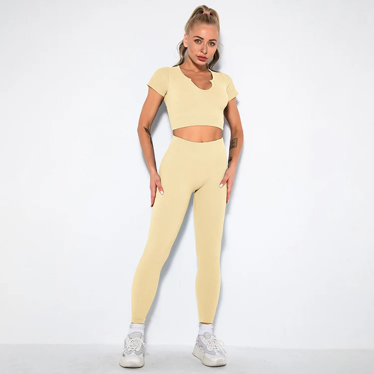 

Hot sale wholesael custom logo plain yoga sports set pants suit