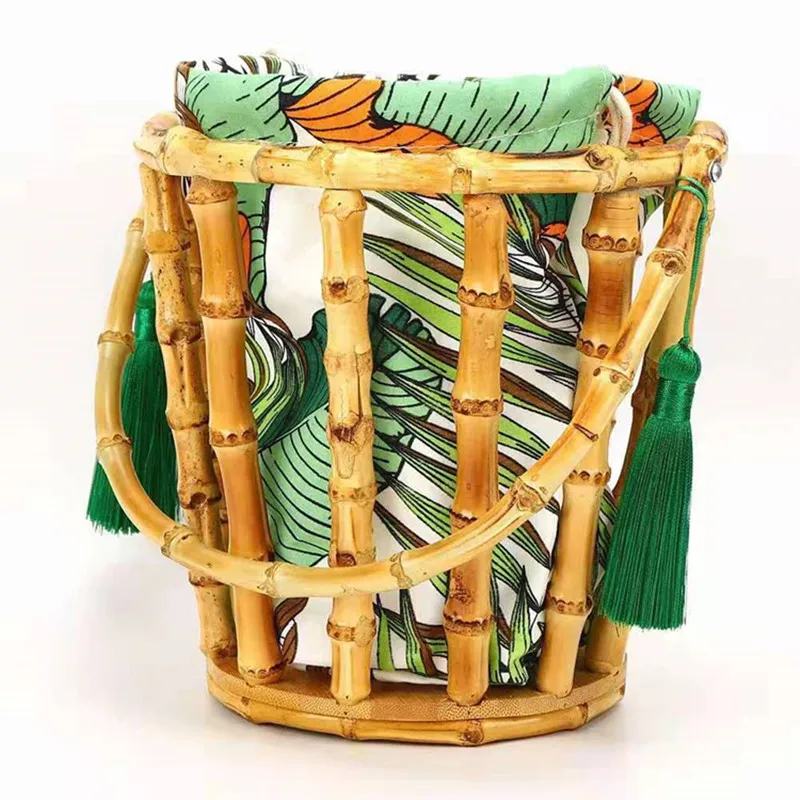 

summer beach bamboo hollow luxury customize woven held hand bag