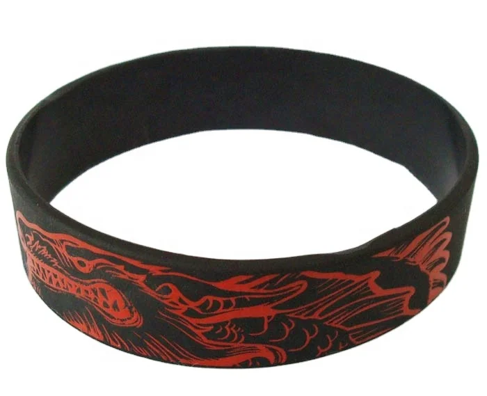 

Wholesale Manufacturer Custom design silicone bracelet black color print red logo