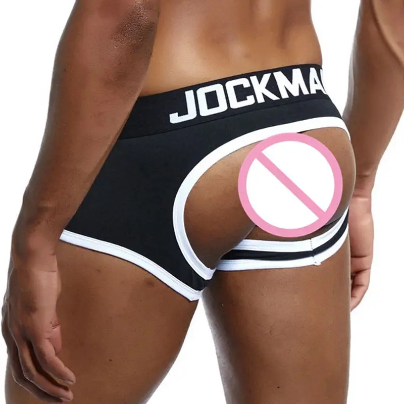 

JOCKMAIL exposed ass Briefs shorts Open back men underwear Cotton sports underpants seamless Sexy gay sissy clothing, 6 colors