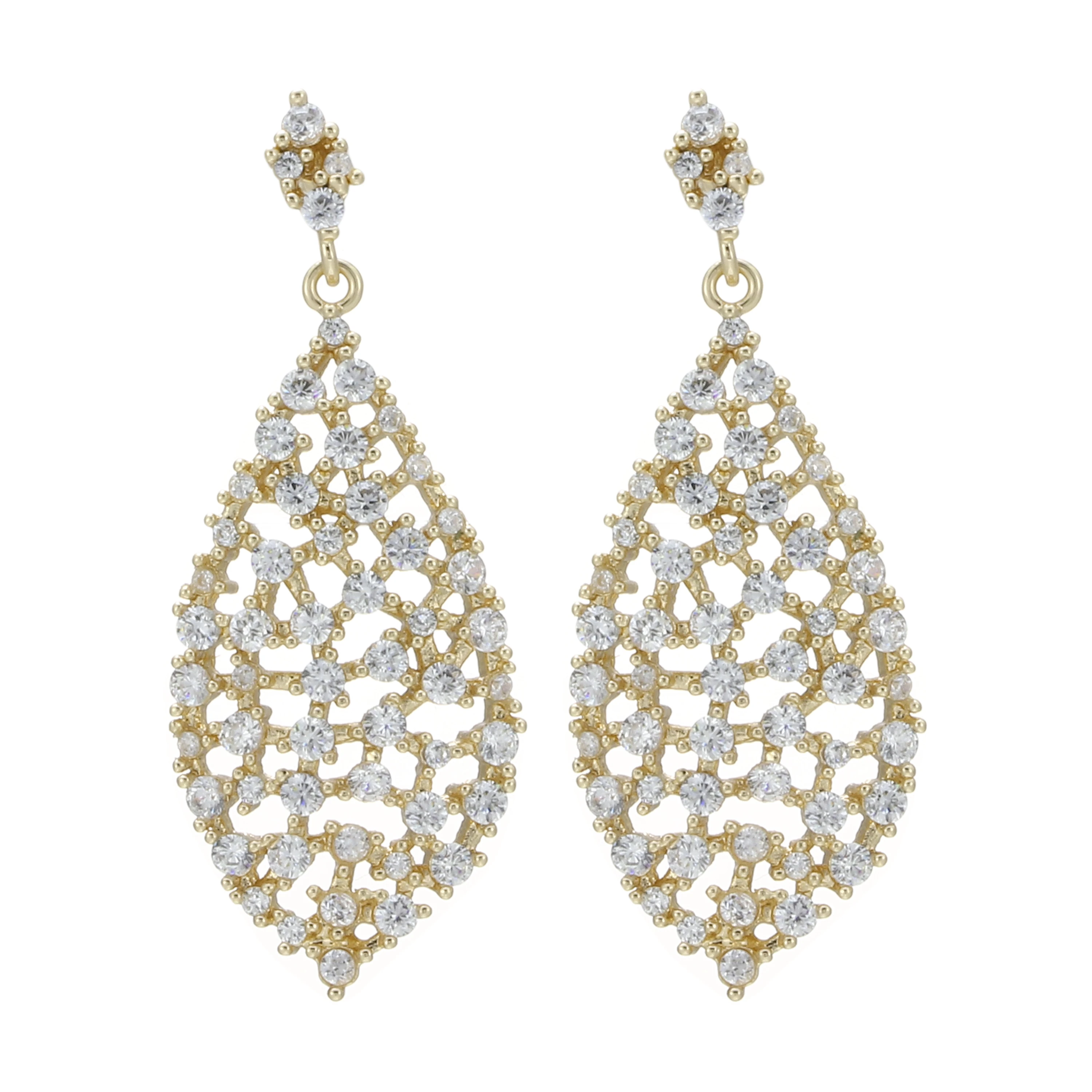 

Luxury Bridal Gold Plated Long Drop Earrings Shiny Claw Geometric Dangle Earrings 2020 Women Fashion Jewelry