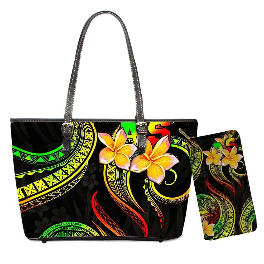 

2020 New Tribal Polynesian Design Print Women Hand Bags And Purses Set No Minimum Quality Leather Tote Bags Wholesale Customize, Customizable