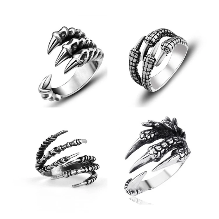 Dragon Claw Ring Retro Punk Exaggerated Ring Adjustable Opening Goth Punk Tentacle Hip-hop Middle Finger for Women Men Jewelry