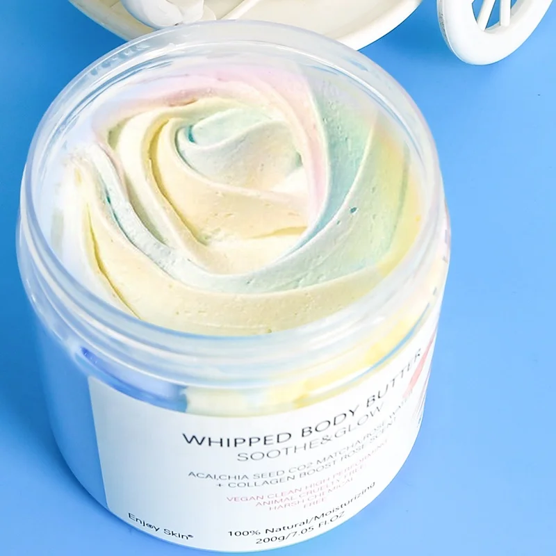 

Best Private Label Organic Vegan Ice Cream Wipped Body Butters Whitening Rainbow Whipped Body Butter