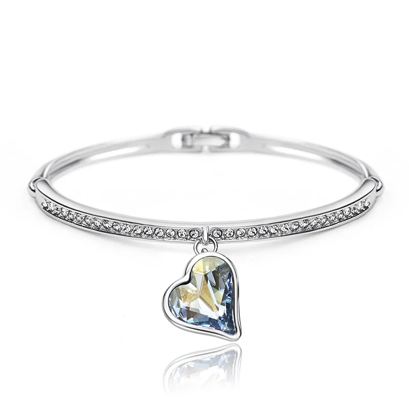 

Neoglory fast selling sea blue heart bracelet bangle crystal from Austria