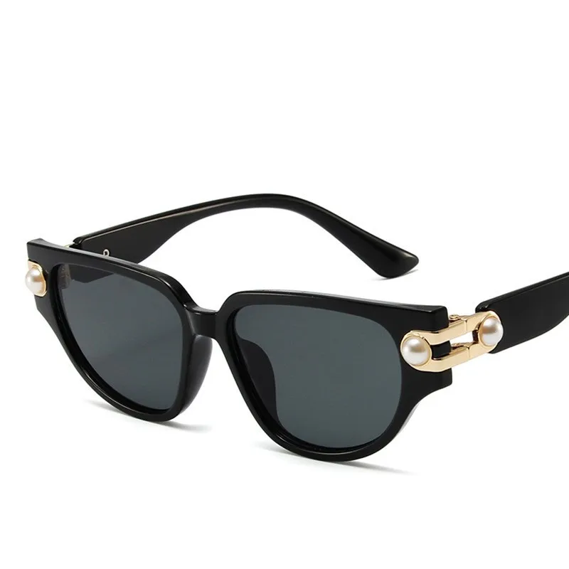 

2023 Newest design trendy small frame sunglasses pearl decoration cat eye eyewear