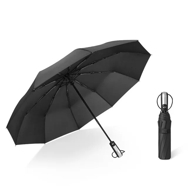 

The New Automatic Ten-bone Umbrella Three-fold Automatic Opening Folding Umbrella Sunshade Business Umbrella, As show