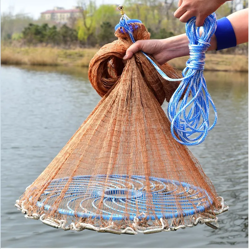 

Fulljion  Fly Hand Cast Net Throw Catch drawstring casting fishing net Nylon Monofilament, Customized