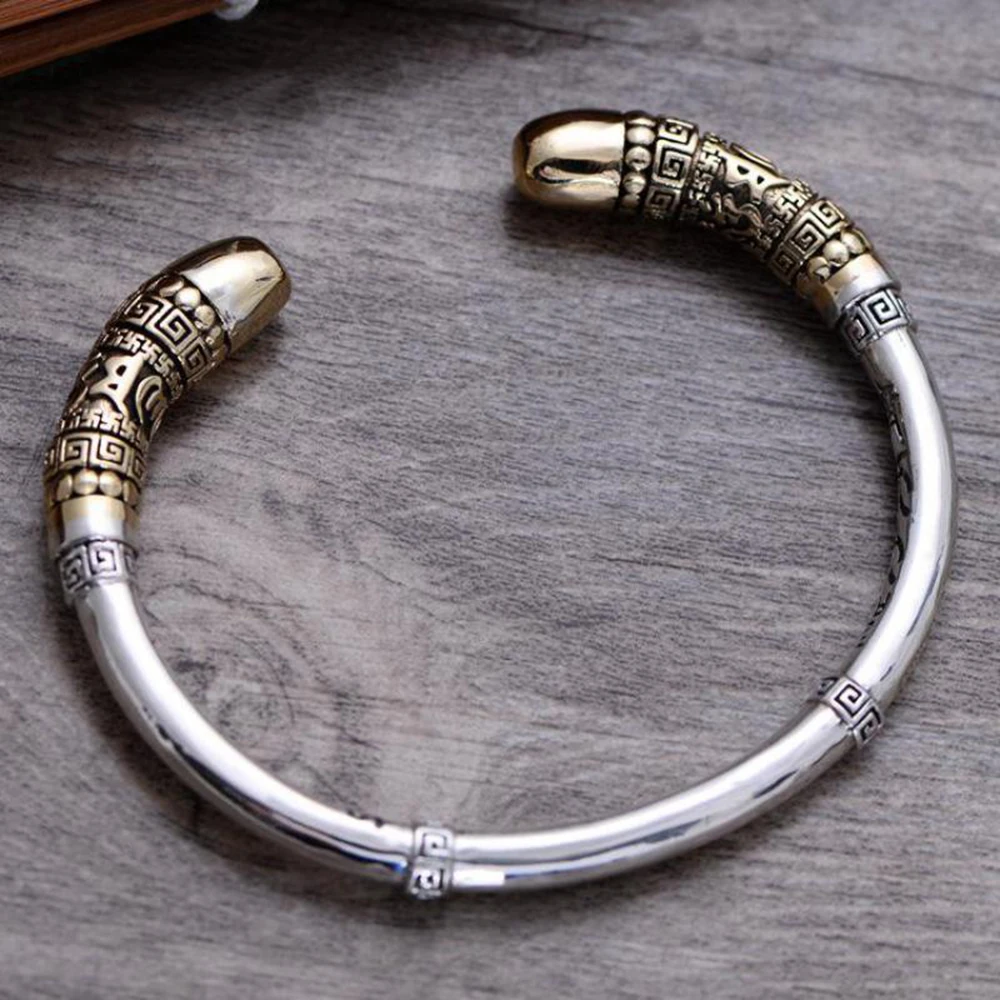 

Top Quality 925 Sterling Silver Cuff Bracelets Jewelry Men Vintage Bangle Bracelet Custom