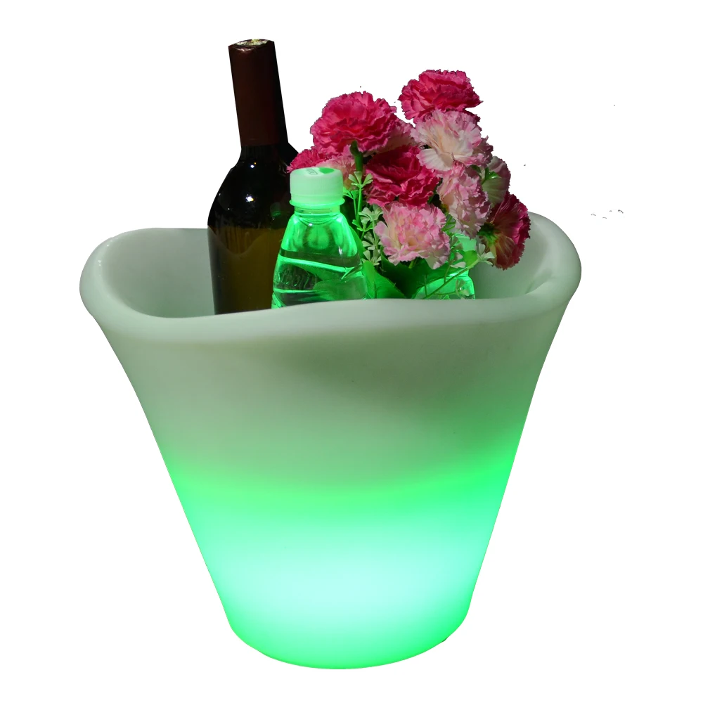 

rotomolded coolers factory price plastic illuminated champagne bottle service led ice bucket&wine cooler, 16 colors changing