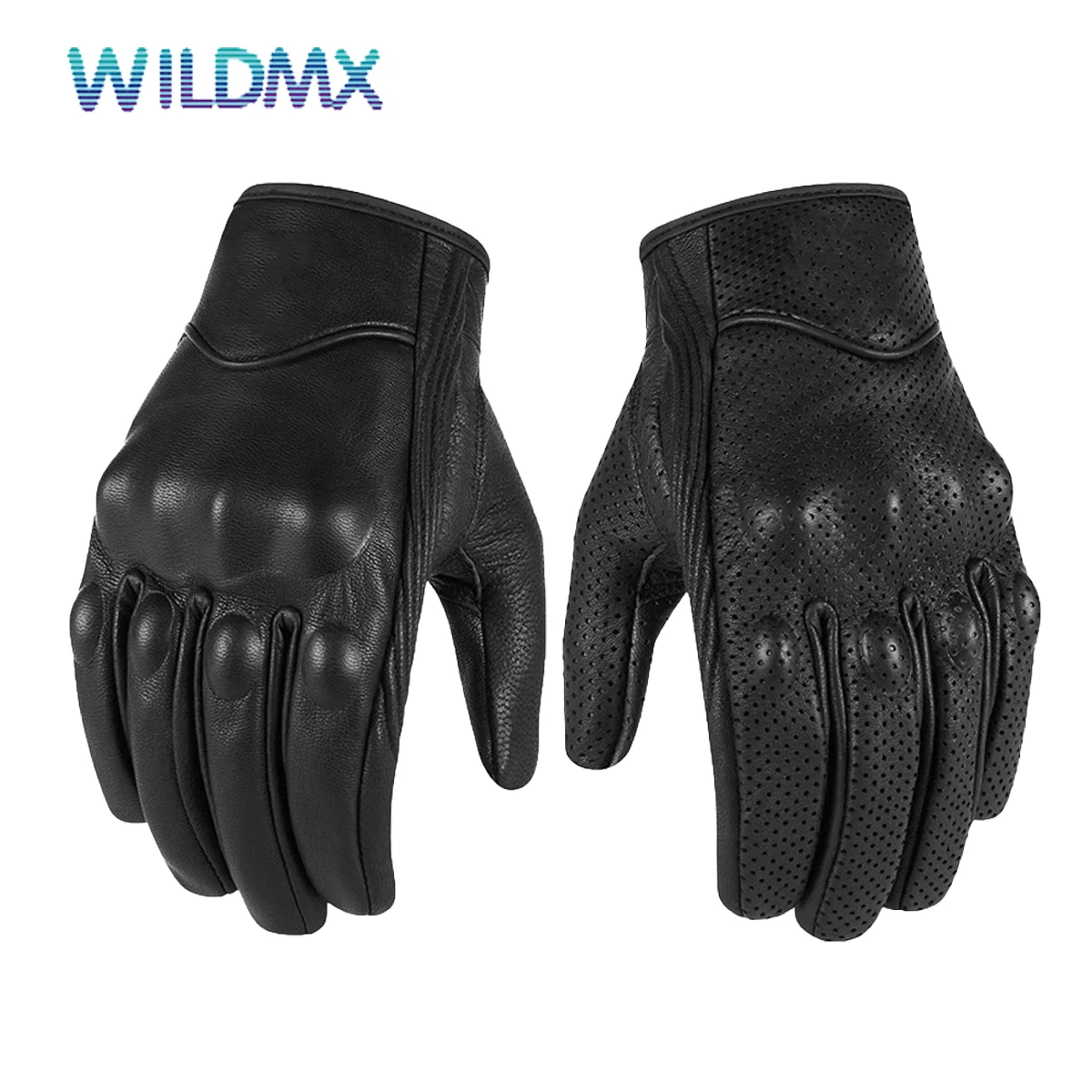 

Wildmx Ebike Electric guantes de cuero para moto Leather Half and Full Finger Protection Motorbike Cycling Riding gloves, Black/blue/red