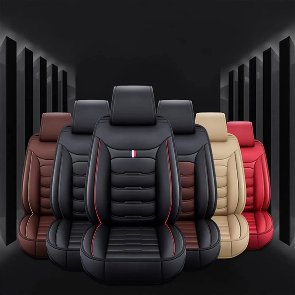 

Muchkey Luxury Seat Covers with Headrest Backrest Cushions Car Seat Cover Luxury PU Leather Comfortable Wear Resistant