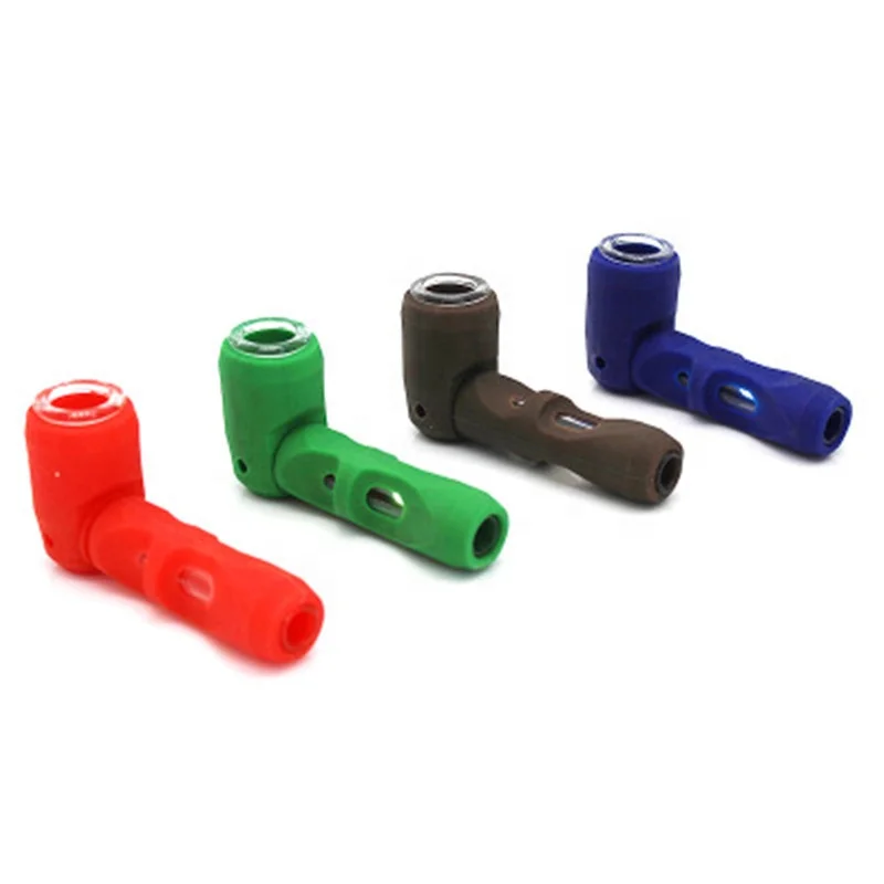 

New Style Silicone Smoking Pipe Multicolor Hammer Shaped Tobacco Pipe, Random