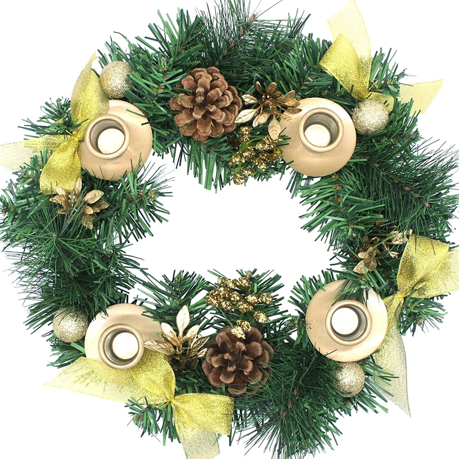 Christmas Candle Holder Wreath Ornaments 4 Advent Candles Holder For ...