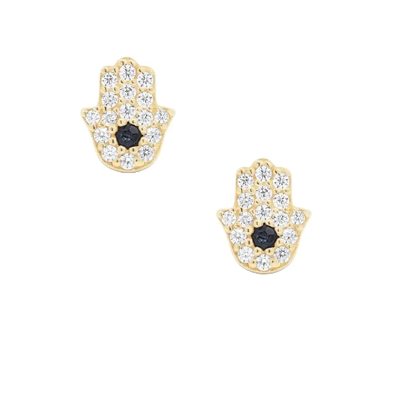 

Cute fashion 925 silver angle 's eye earring cubic zirconia bezel setting hand angle eye earrings stud earring