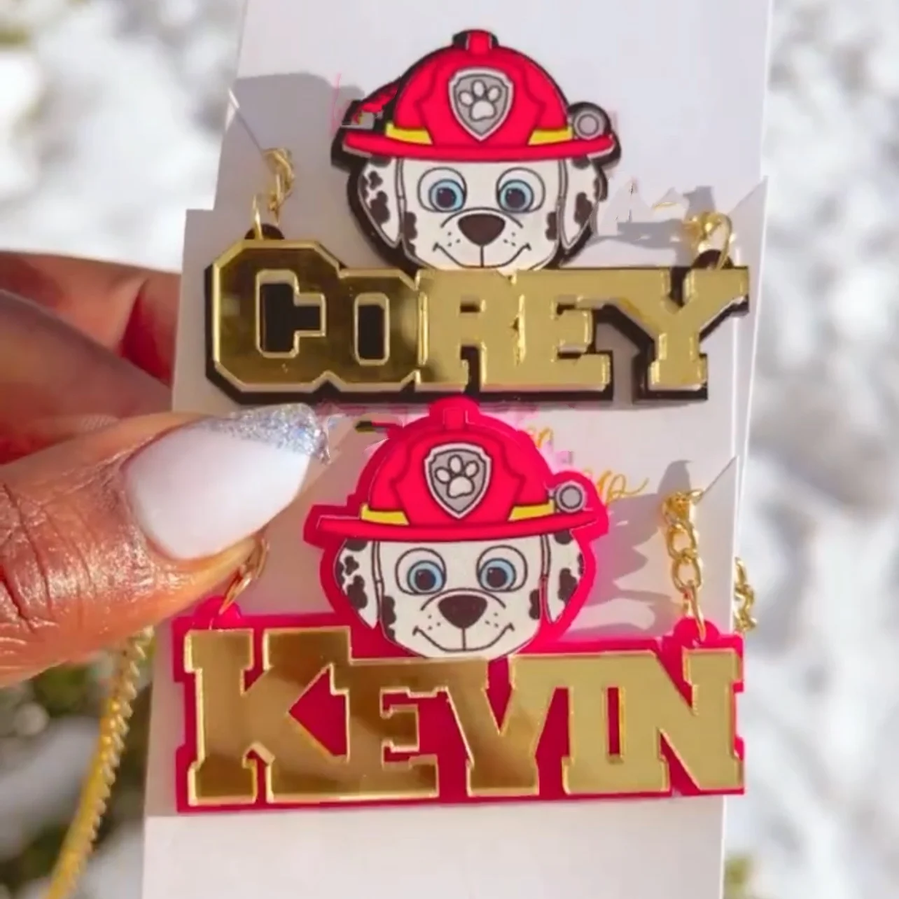 

Fashion New Design Kids Acrylic Cartoon Figure Name Pendant Cartoon Nameplate Pendant Necklace Jewelry Child Charm Birthday Gift, Picture